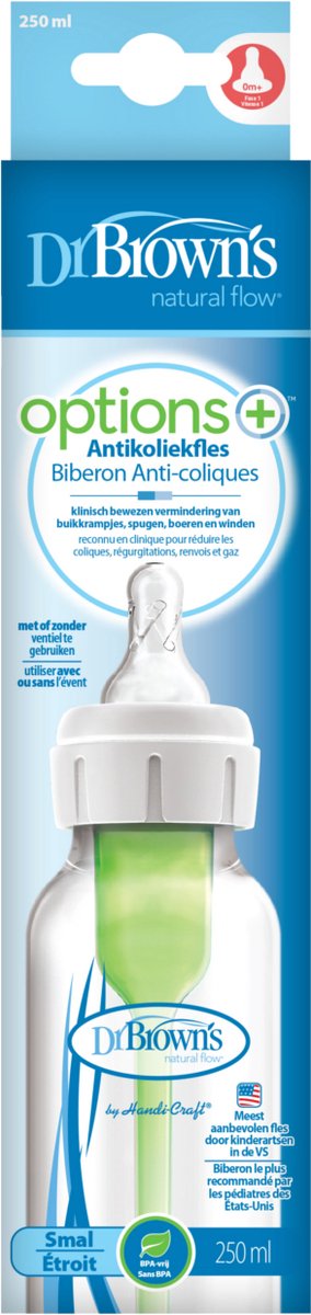 Dr. brown's options+ anti-colic babyfles - smalle halsfles - 250ml
