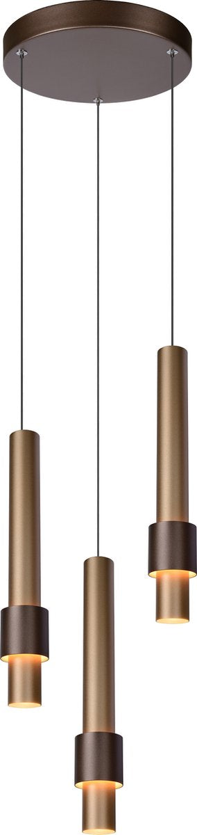 Lucide margary - hanglamp - ø 28 cm - led dimbaar - 3x4w 2700k - koffie