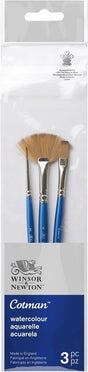 Winsor newton 5390608 cotman aquarelpenseel set 3 – rond-, one-stroke- waaierpenselen (3-delig)