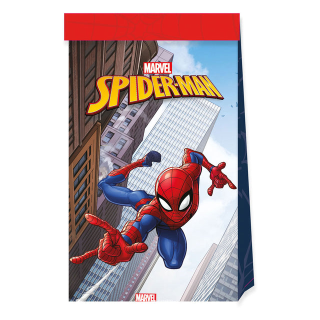 Globos papieren feestzakjes fsc spider-man, 4st.