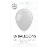 Globos Balloons Metallic Silver 30 cm, 10st.