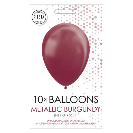 Globos Balloons Metallic Bordeaux 30 cm, 10st.