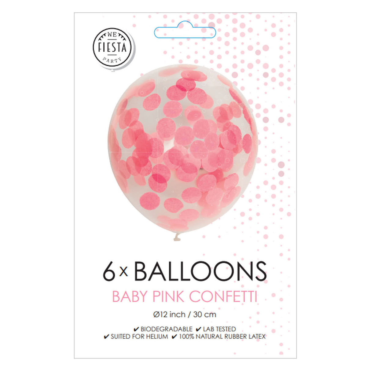 Globos confetti balloons paper confetti baby pink 30 cm, 6st.