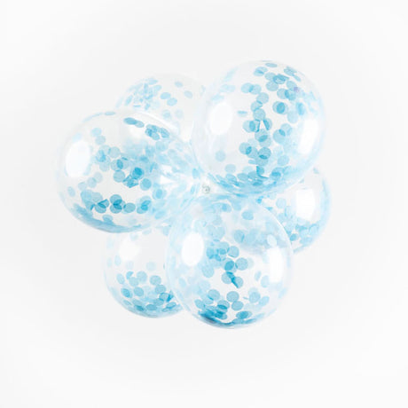 Globos confetti ballonnen papieren confetti baby blauw 30cm, 6st.