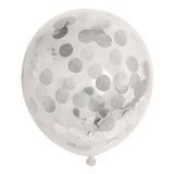 Globos Confetti Balloons Paper Confetti Metallic Zilve 30 cm, 6st.