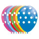 Globos ballonnen stippen mix kleuren 30cm, 8st.