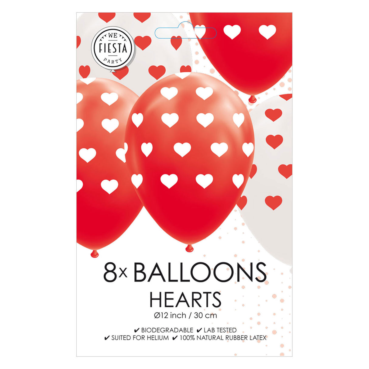 Balons Hearts Red White 30 cm, 8.