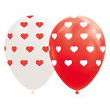 Balons Hearts Red White 30 cm, 8.