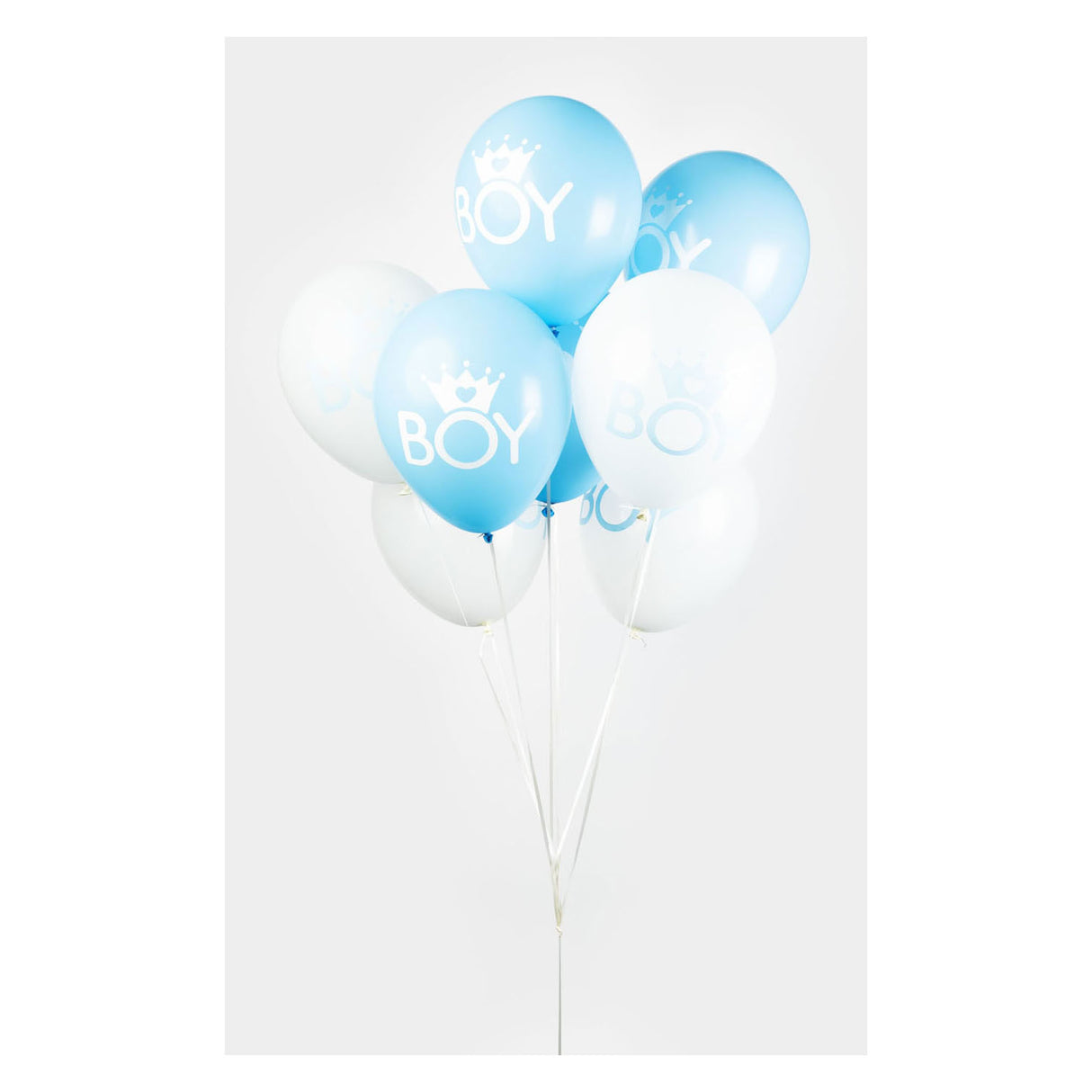 Ballonnen Zoon Baby Blauw Wit 30cm, 8st.