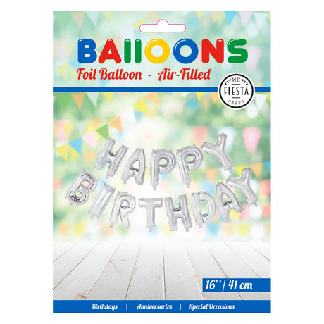 Globos folieballon tekst happy birthday zilver