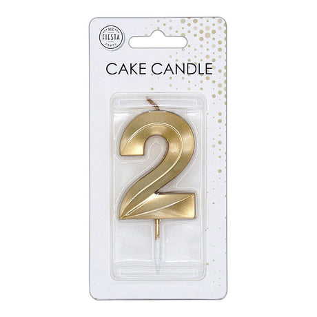 Globos taartkaars 6cm metallic goud no. 2