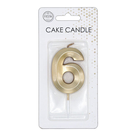Globos taartkaars 6cm metallic goud no. 6