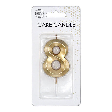 Globos taartkaars 6cm metallic goud no. 8