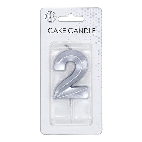 Globos taartkaars 6cm metallic zilver no.2