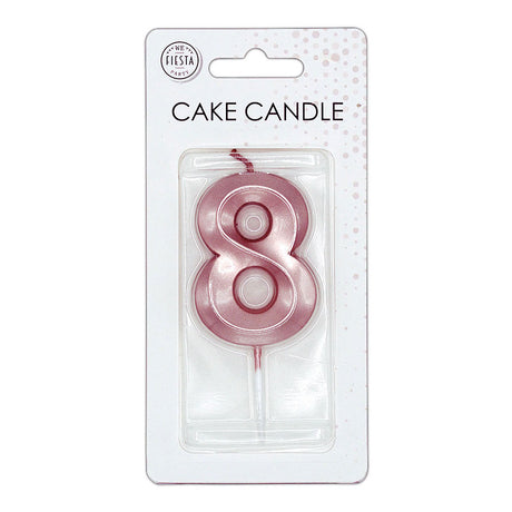 Globos taartkaars 6cm metallic rose goud no. 8