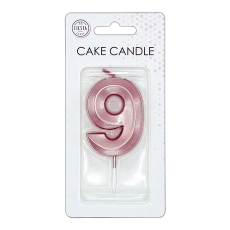 Globos taartkaars 6cm metallic rose goud no. 9