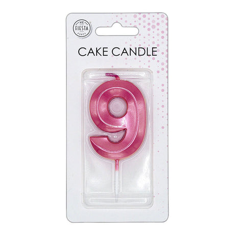 Globos taartkaars 6cm metallic licht roze no. 9