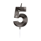 Globos taartkaars 6cm metallic zwart no. 5