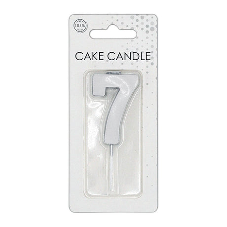 Globos taartkaars 4,5cm metallic zilver no. 7