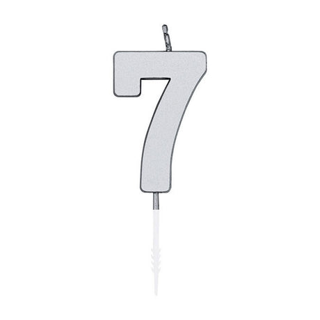 Globos taartkaars 4,5cm metallic zilver no. 7