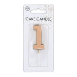 Globos taartkaars 4,5cm metallic rose goud no. 1