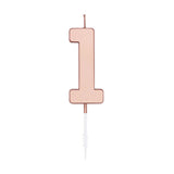 Globos taartkaars 4,5cm metallic rose goud no. 1