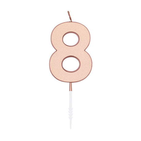 Globos taartkaars 4,5cm metallic rose goud no. 8
