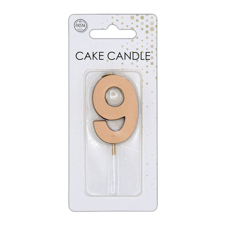 Globos taartkaars 4,5cm metallic rose goud no. 9