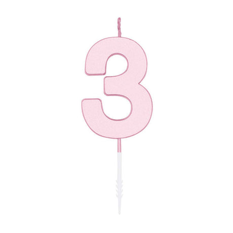 Globos taartkaars 4,5cm pastel roze no. 3