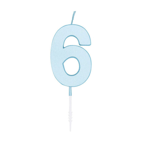 Globos taartkaars 4,5cm pastel blauw no. 6