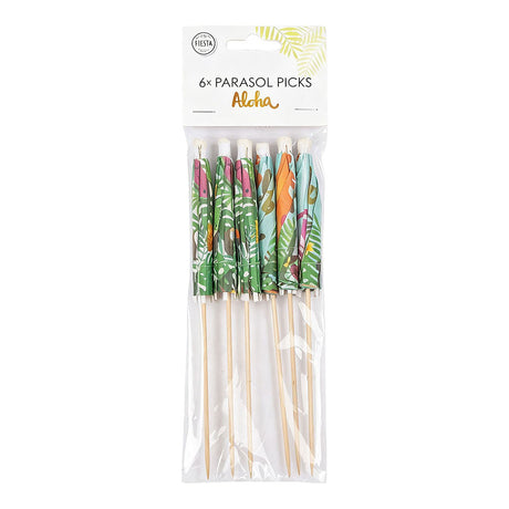 Globos parasol cocktailprikkers van papier xl aloha - 18cm