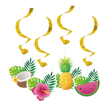 Globos hangende decoratie swirls aloha - 4st.