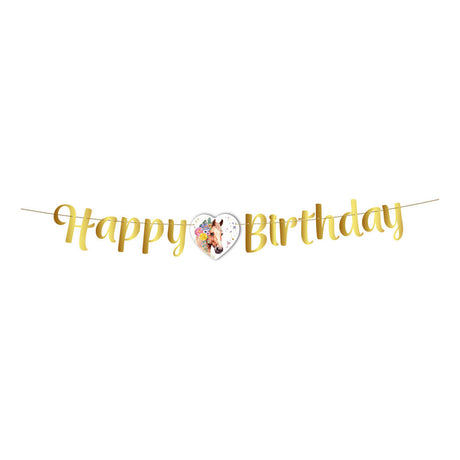 Globos vlaggenlijn happy birthday paarden - 2m