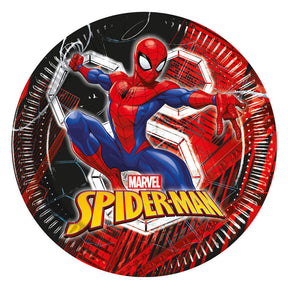 Globos papieren borden 23cm spiderman world of web - 8st.