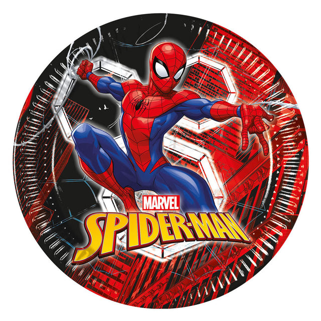 Globos papieren borden 23cm spiderman world of web - 8st.
