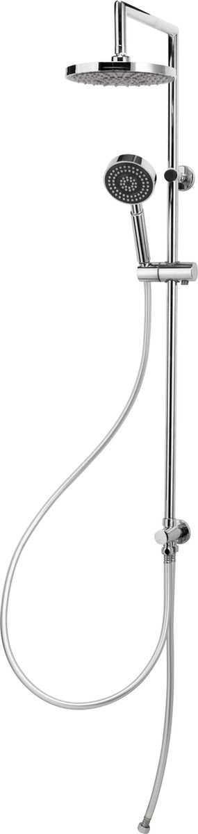 Differnz topline doucheset - stortdouche met losse handdouche - inclusief omstelknop - abs materiaal met anti-kalk rubbers - eenvoudige opbouw montage - afmeting 20 x 20 x 105 cm - kleur chroom