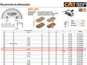 Cmt rondzaag hm 210x30x2,8 1,8 z=36n voor dwars- en langssnijden