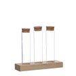 Ideas 4 seasons houten houder met 3 reageerbuizen met kurk stopper ø3x15cm