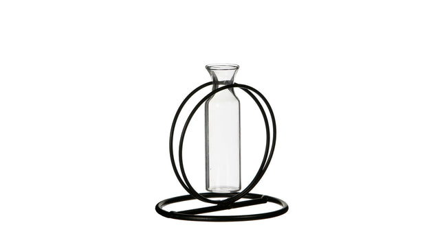 Metalen cirkel d10 h10cm zwart met reageerbuis