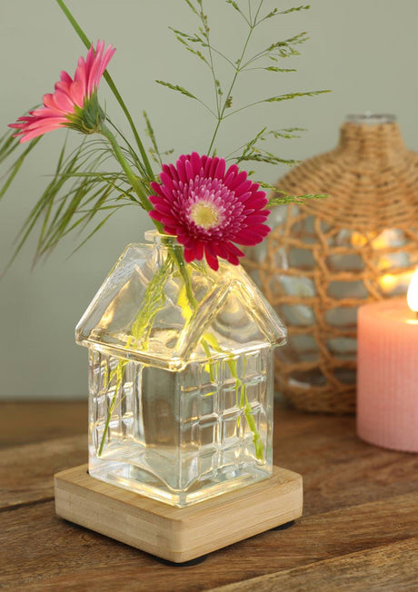 Ideas 4 seasons houten onderzetter met led met usb-c oplaadbaar 9x9 cm