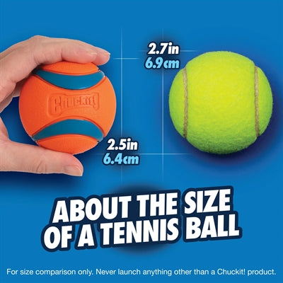 Chuckit! ultra ball - hondenbal - rubber - drijvend - maat m - 6 cm - oranje - 2 stuks