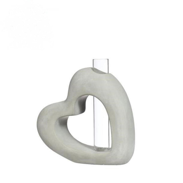 Ideas 4 seasons beeld hart cement met reageerbuis 3,9x13x13,2cm