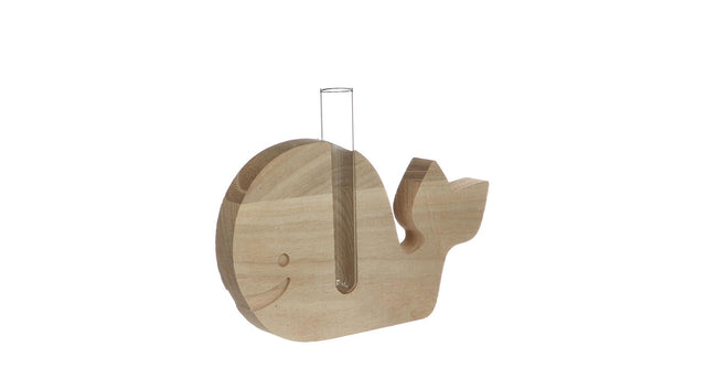 Wood whale with tube 19x2.8x12cm