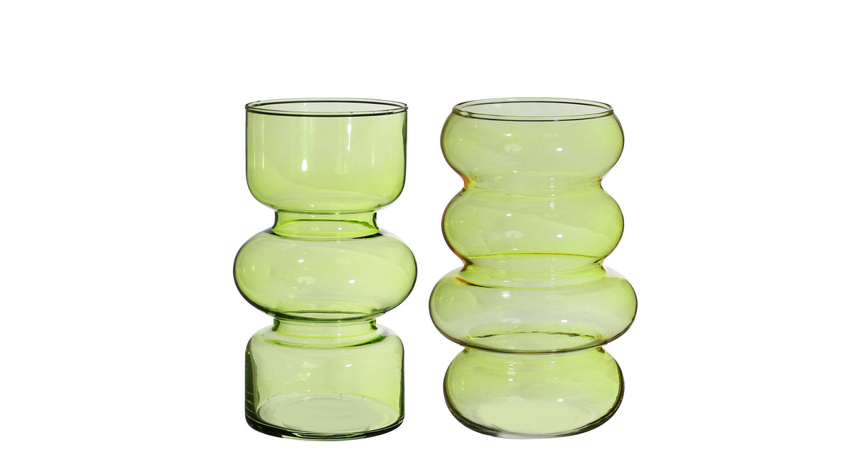 Twin glass vase ø10 h.18 cm green assortie