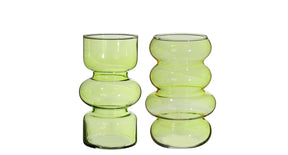 Twin glass vase ø10 h.18 cm green assortie