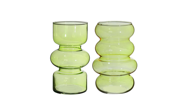 Twin glass vase ø10 h.18 cm green assortie