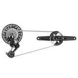 Sram groepset eagle 90 dub t-type inclusief: achterderailleur shifter crankset 165mm wide gx ketting cassette 10-52