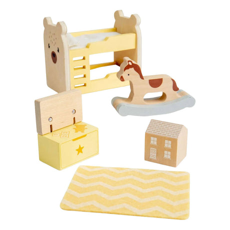 Bigjigs houten poppenhuis meubels kinderkamer - 5dlg.