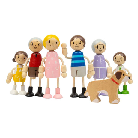 Bigjigs houten poppenhuis familie - 7dlg.