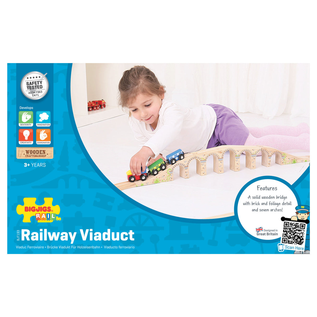 Bigjigs Wooden Rails Railway viadoct, 3dlg.